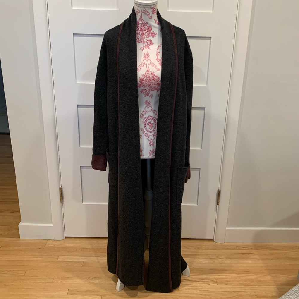 EUC Women's Black Long Wool Blend Cardigan Sweater